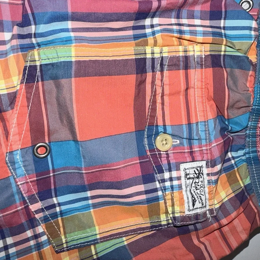 Polo Ralph Lauren Swim Trunks‎ Mens Medium Multicolor Plaid Madras Mesh Lined